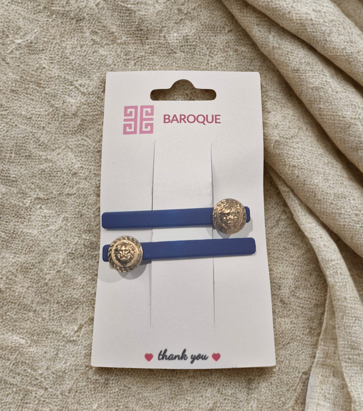 Navy Lion Hair Clips