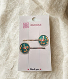 Emerald Hummingbird Hair Clips