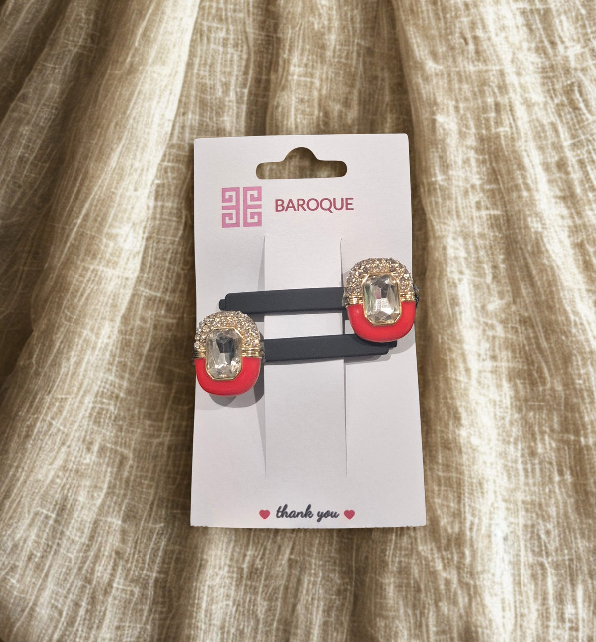 Crimson Diamond Hair Clips