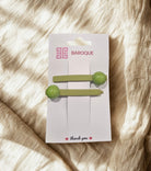 Lime Dot Hair Clips