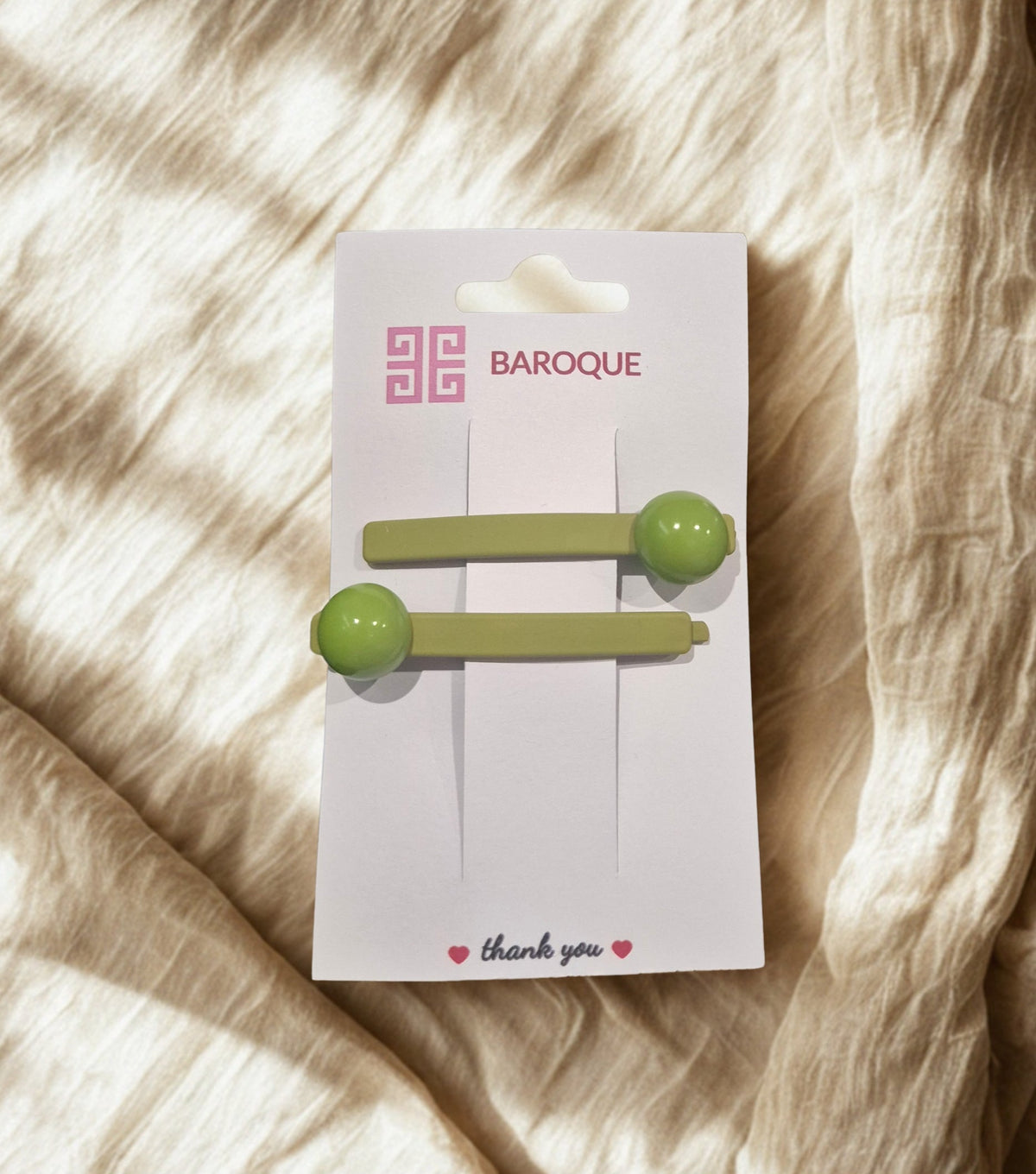 Lime Dot Hair Clips