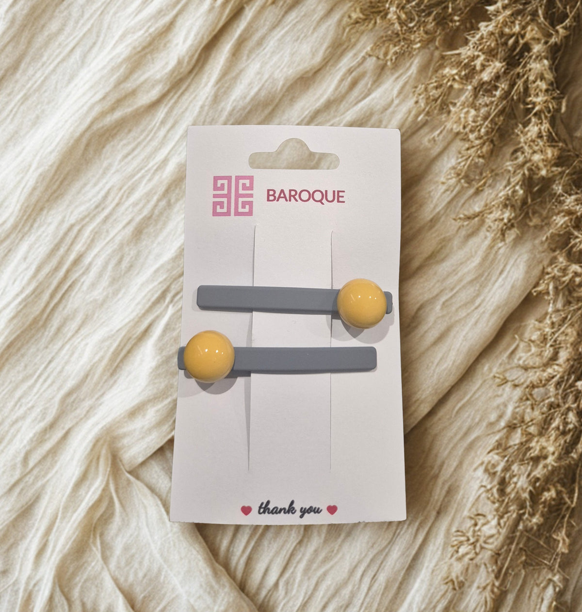 Mustard Dot Hair Clips